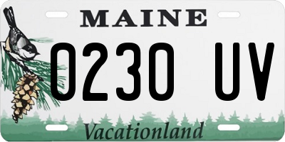 ME license plate 0230UV