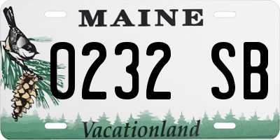 ME license plate 0232SB