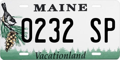 ME license plate 0232SP