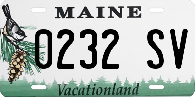 ME license plate 0232SV