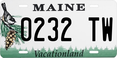 ME license plate 0232TW