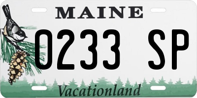 ME license plate 0233SP