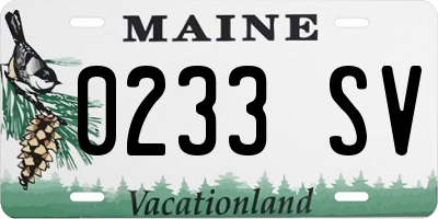 ME license plate 0233SV