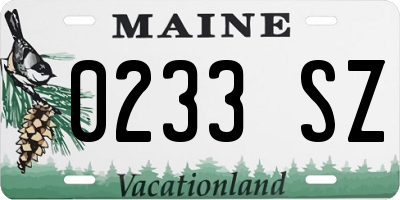 ME license plate 0233SZ