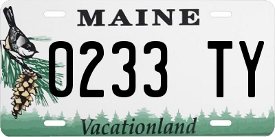 ME license plate 0233TY