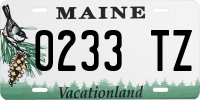 ME license plate 0233TZ