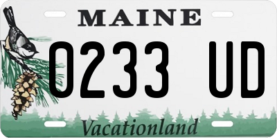 ME license plate 0233UD