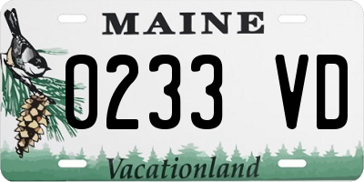 ME license plate 0233VD