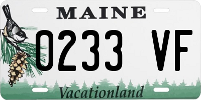 ME license plate 0233VF