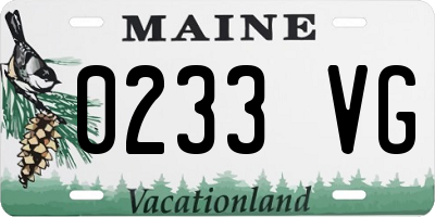 ME license plate 0233VG