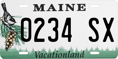 ME license plate 0234SX