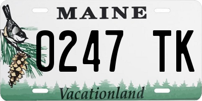 ME license plate 0247TK