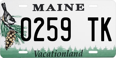 ME license plate 0259TK
