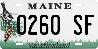 ME license plate 0260SF