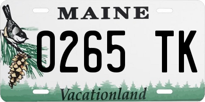ME license plate 0265TK
