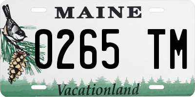 ME license plate 0265TM