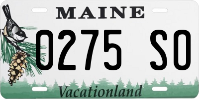 ME license plate 0275SO
