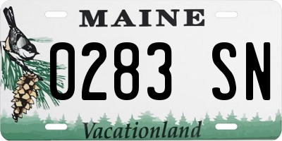 ME license plate 0283SN