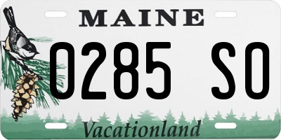 ME license plate 0285SO