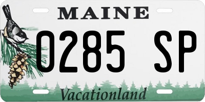 ME license plate 0285SP