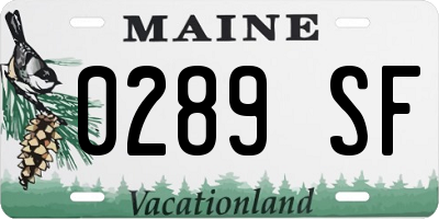 ME license plate 0289SF