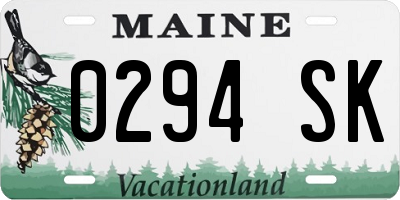 ME license plate 0294SK