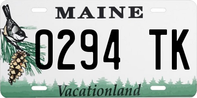 ME license plate 0294TK