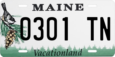 ME license plate 0301TN