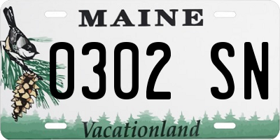 ME license plate 0302SN