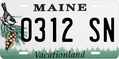 ME license plate 0312SN