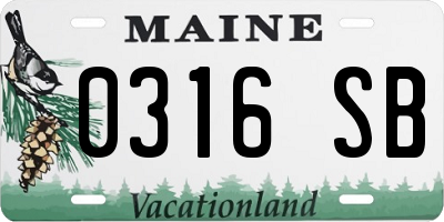 ME license plate 0316SB