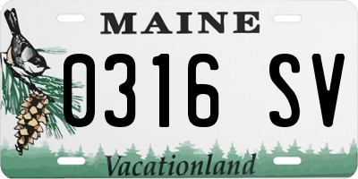 ME license plate 0316SV