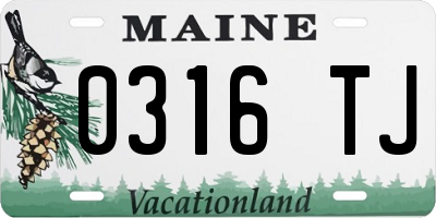 ME license plate 0316TJ
