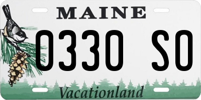 ME license plate 0330SO