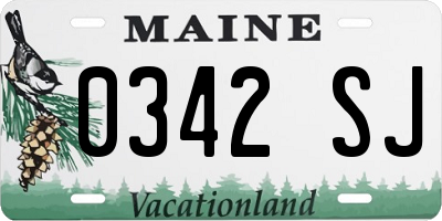 ME license plate 0342SJ