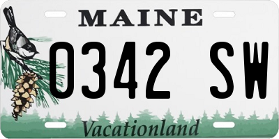 ME license plate 0342SW