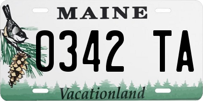 ME license plate 0342TA