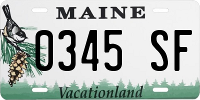 ME license plate 0345SF