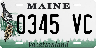 ME license plate 0345VC