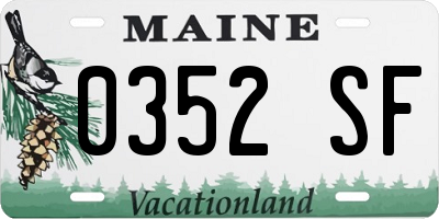 ME license plate 0352SF