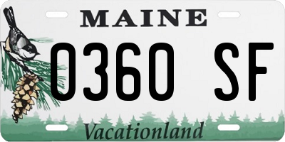 ME license plate 0360SF