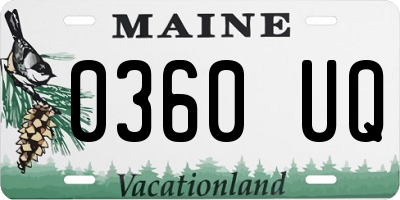 ME license plate 0360UQ