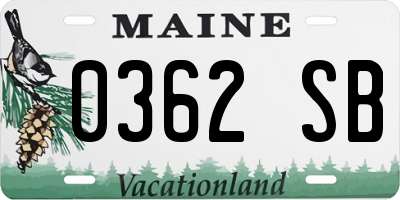 ME license plate 0362SB