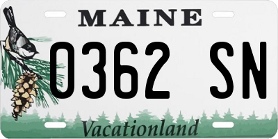 ME license plate 0362SN