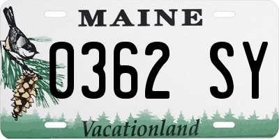ME license plate 0362SY