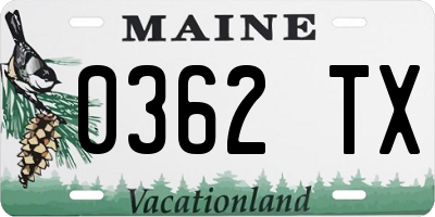 ME license plate 0362TX