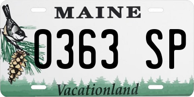 ME license plate 0363SP