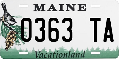 ME license plate 0363TA