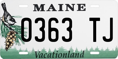 ME license plate 0363TJ