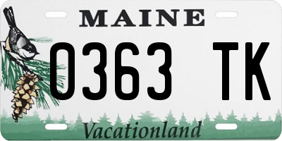 ME license plate 0363TK